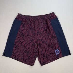 Fourlaps Peloton Bolt 8" Lined Shorts Men's XL Burgundy Pattern Stretch Gym Logo